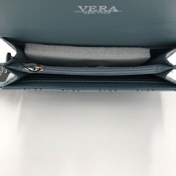 Vera‎ New York Flap Over Locking Signature Wallet Blue Slate NWT - Picture 6 of 7